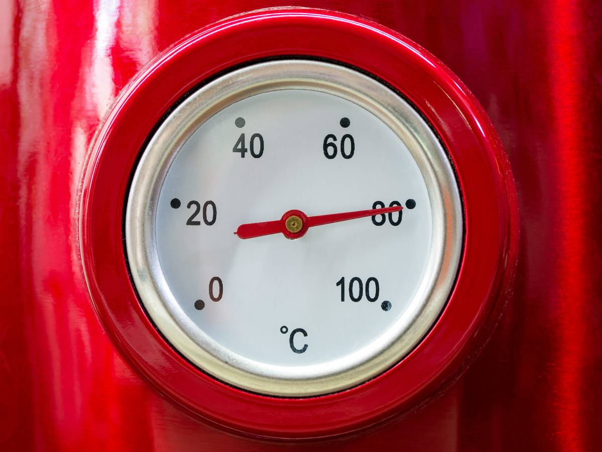Side-by-side digital and analog oven thermometers inside an oven showing different readings during a baking test, illustrating digital analog oven thermometer how to interpret results accurately